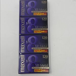 Maxell Hi8 XR-Metal 120 Digital8 Camcorder Tapes Lot of 4. sealed
